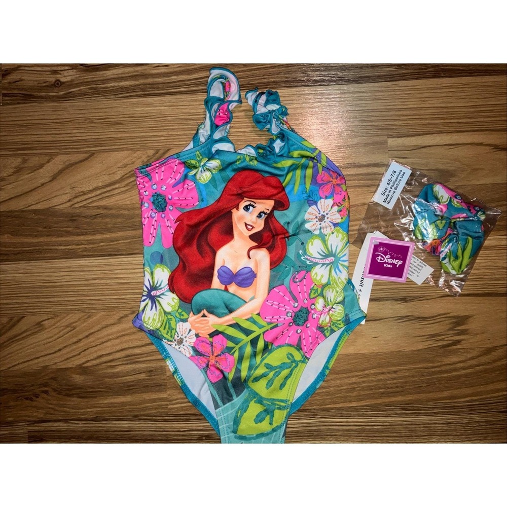 Disney Little Mermaid Swimsuit Girls Size 4/5 Ariel 2007 BNWT Y2K Bathing Suit